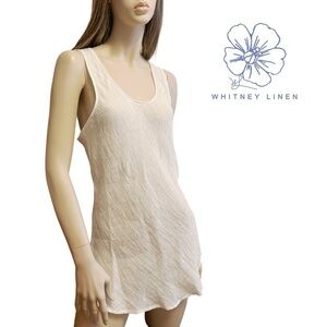 Whitney Linen Top Tank Blouse Tunic 100% Linen Bias Cut Racerback Scoop Neck S-M